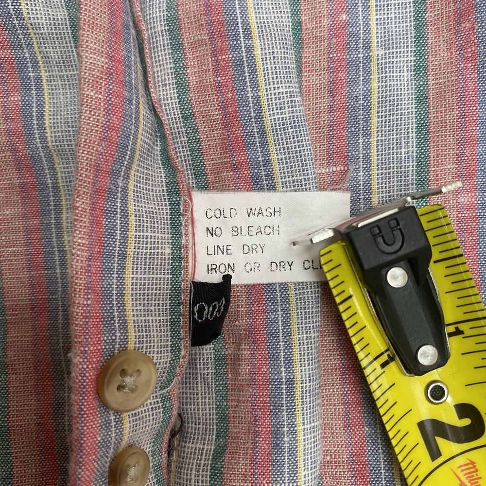 Vintage Boston Traders Limited Edition Linen Cotton Blend Mens L Striped Shirt - Picture 3 of 7